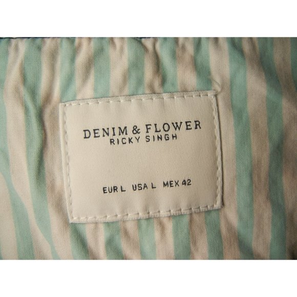 Hawaiian floral  multicolor blouse, woman's large Denim & Flower Ricky Signh - Picture 5 of 7